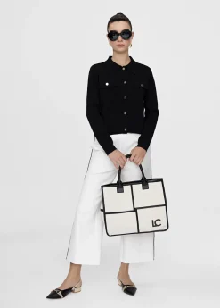 Bolso tipo shopper blanco y negro