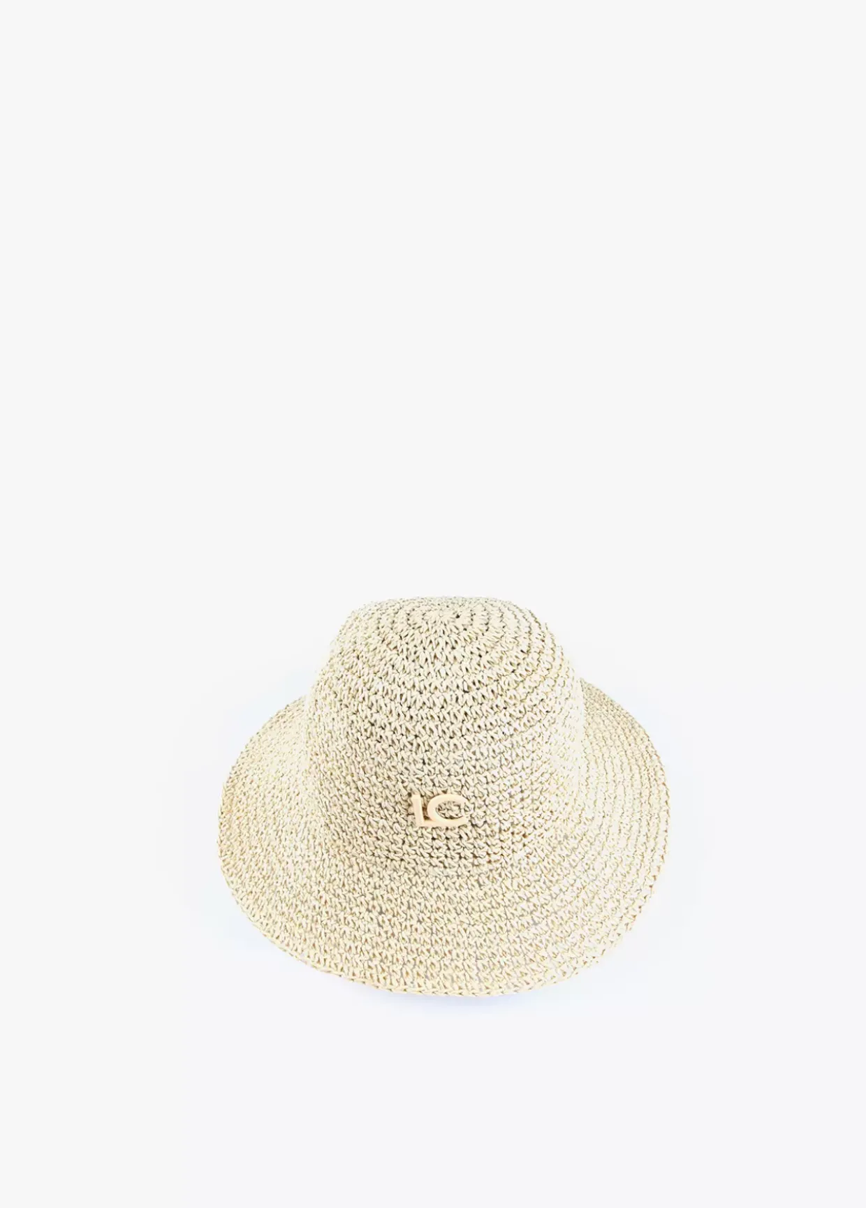 Bucket efecto ráfia y crochet