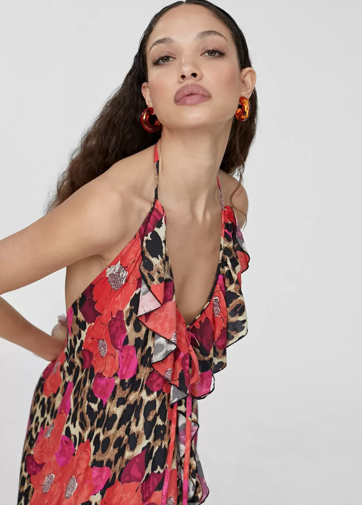 Caftan largo con volantes