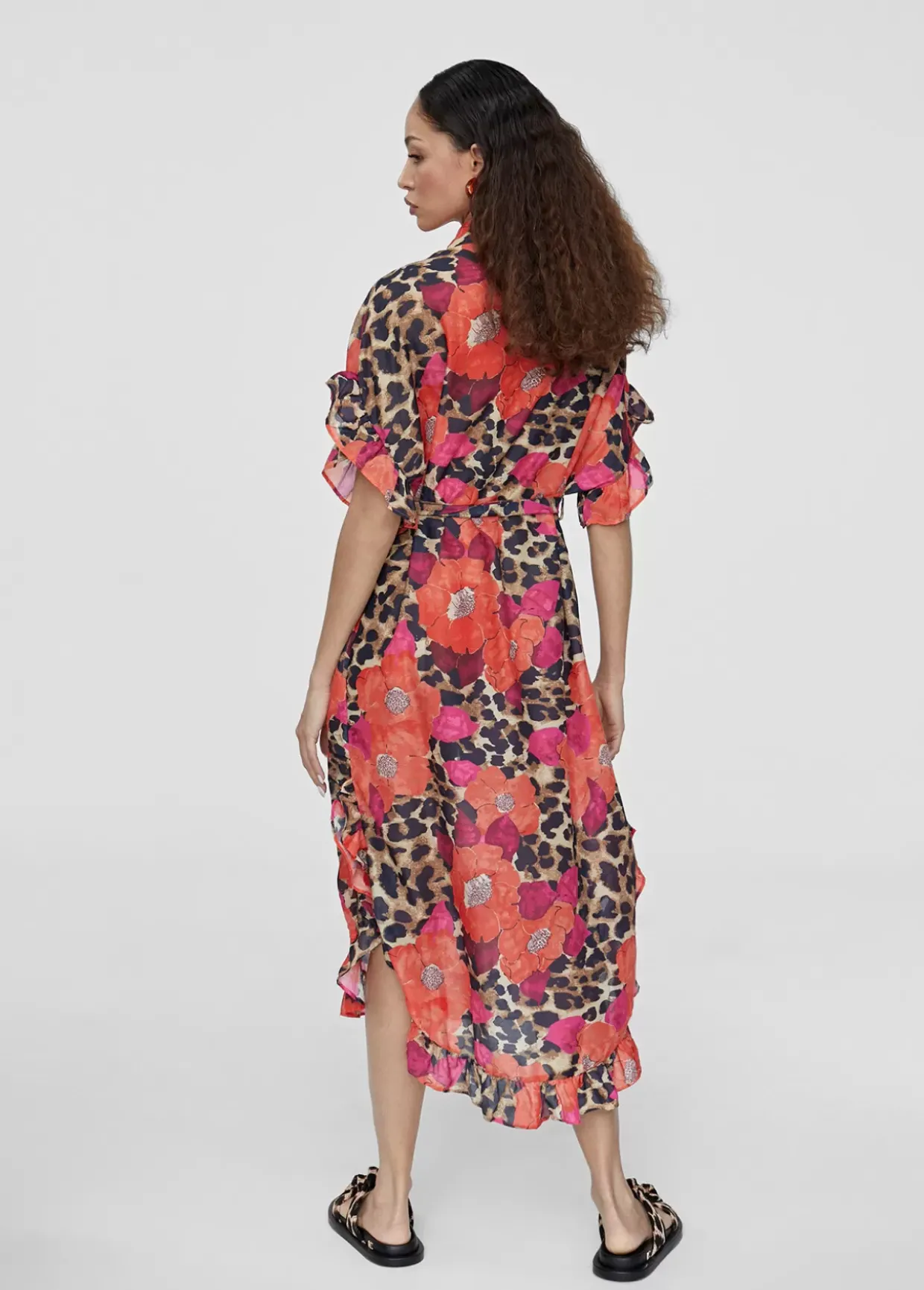 Caftan midi estampado combinado