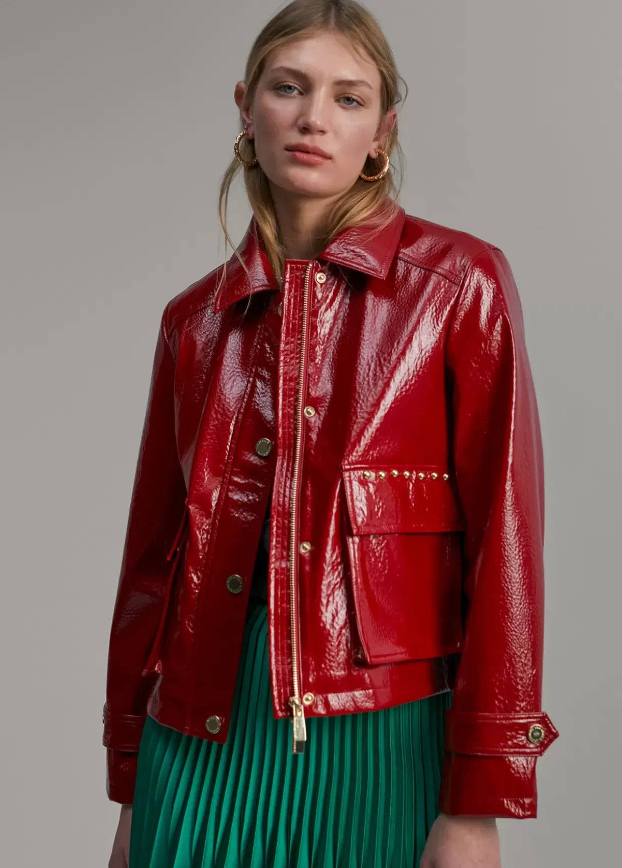 Chaqueta efecto charol