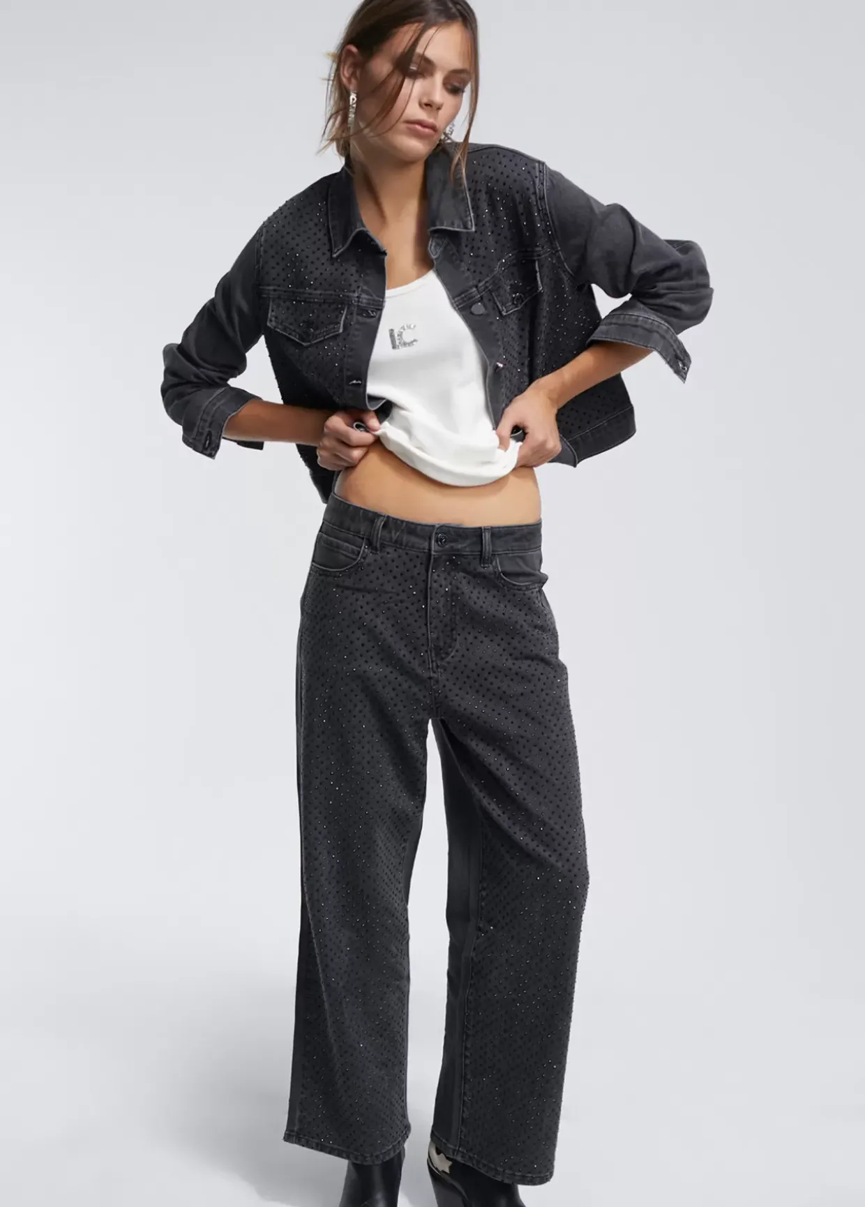 Chaqueta tejana strass