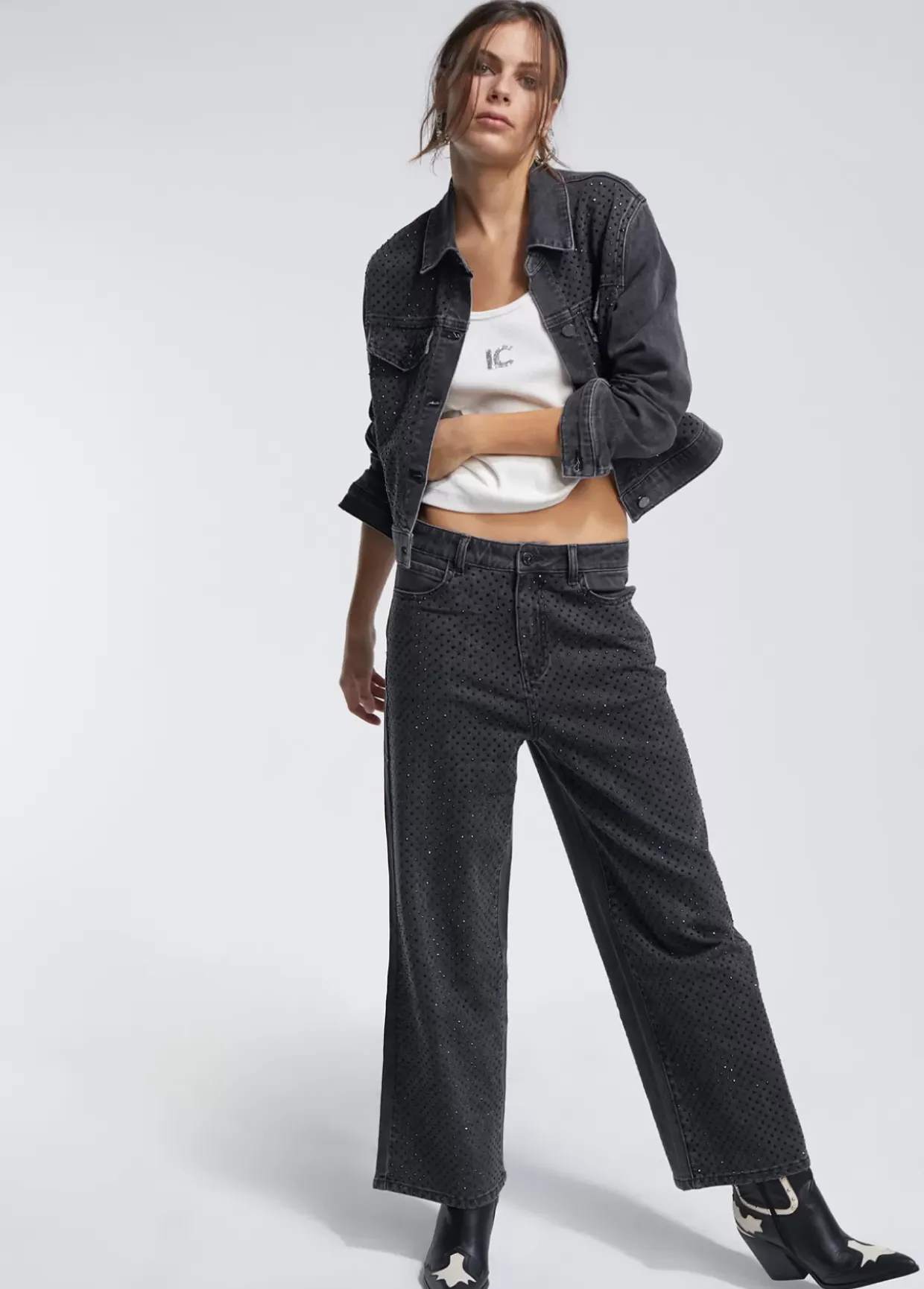 Chaqueta tejana strass