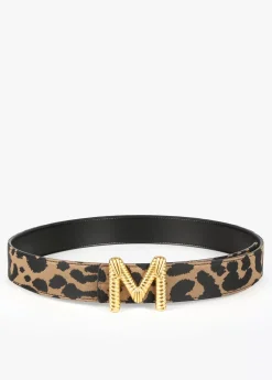 Cinturón reversible estampado animal y negro