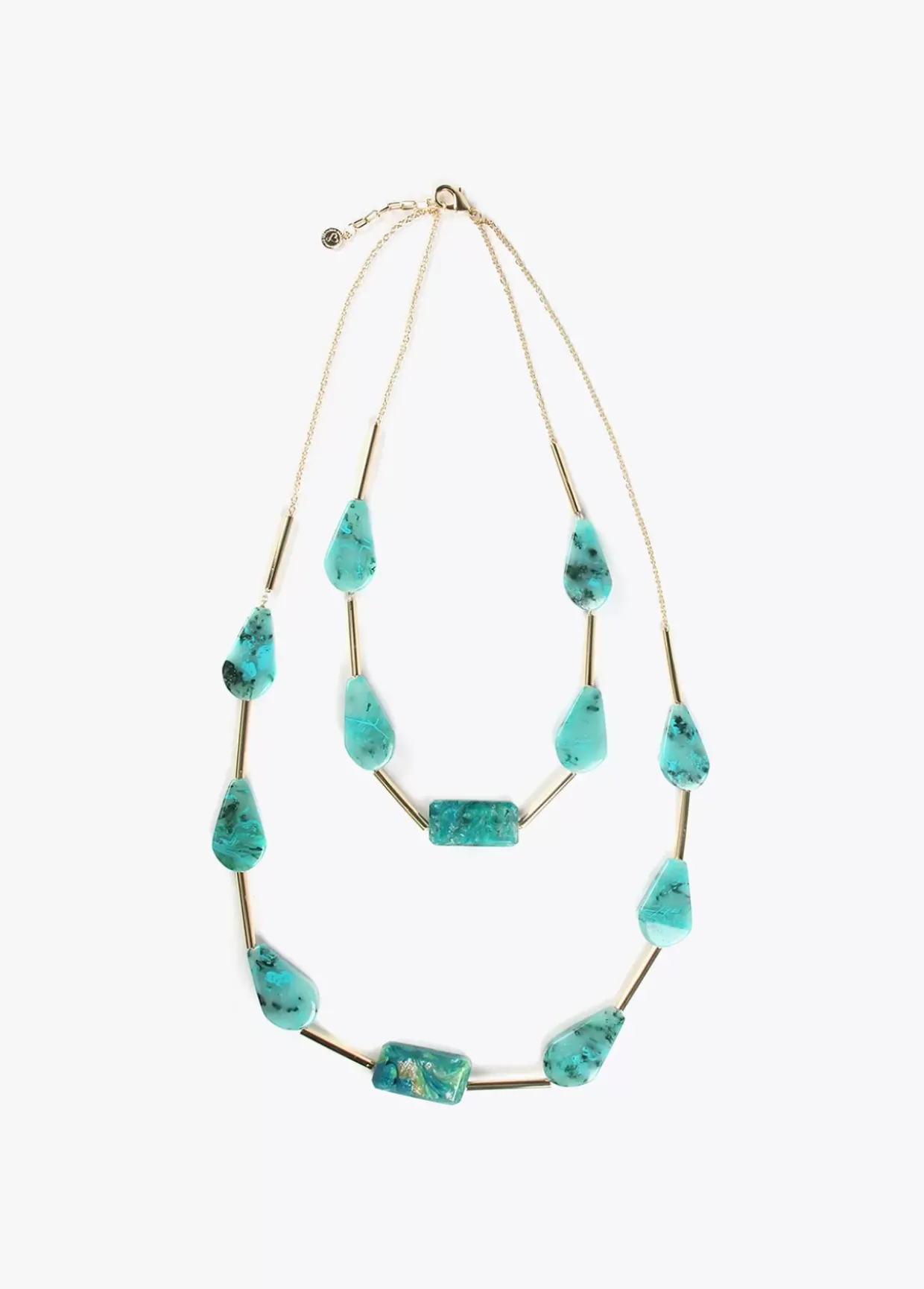 Collar con cadena doble turquesa
