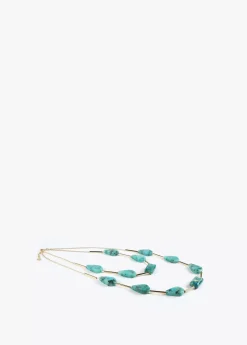 Collar con cadena doble turquesa