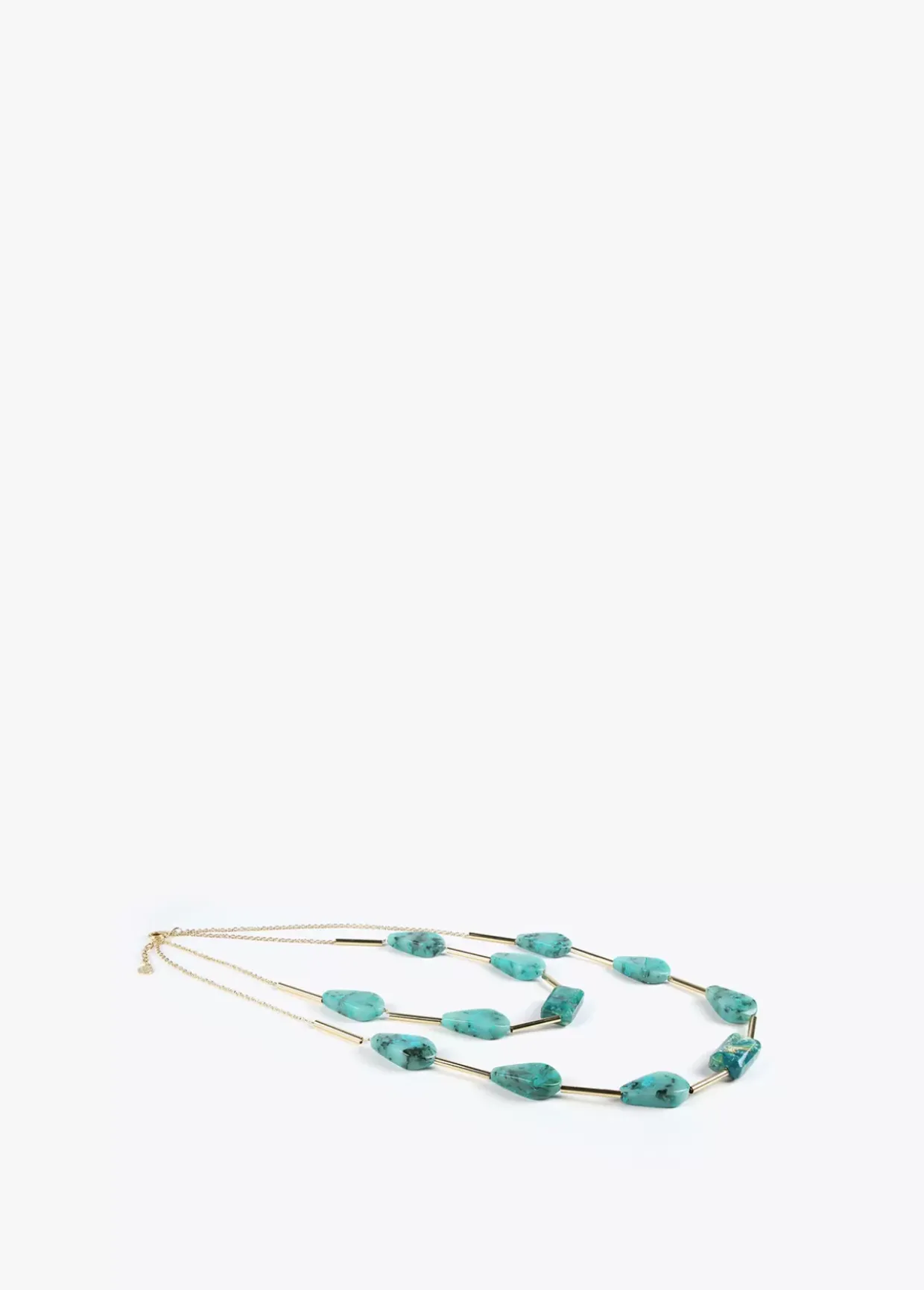 Collar con cadena doble turquesa