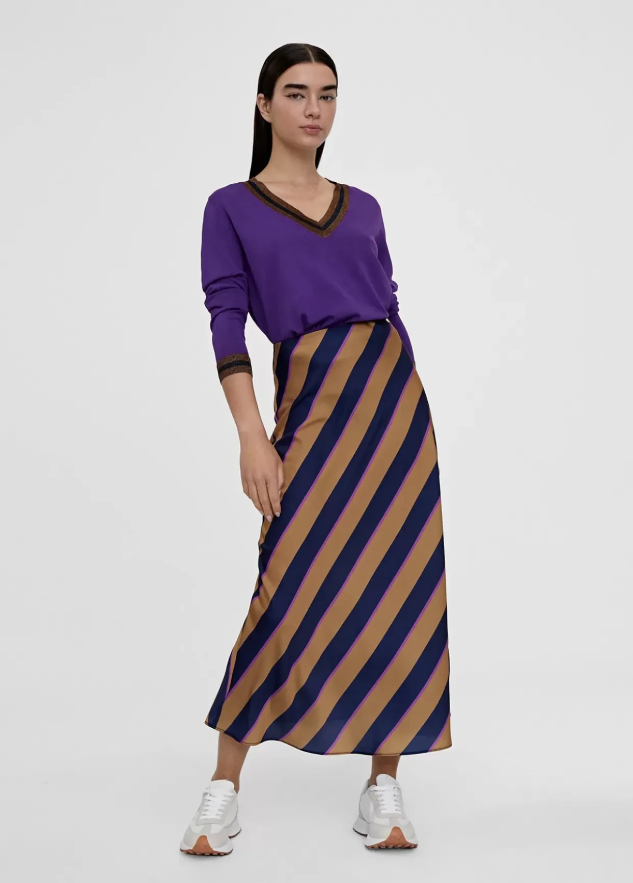 Falda midi de rayas