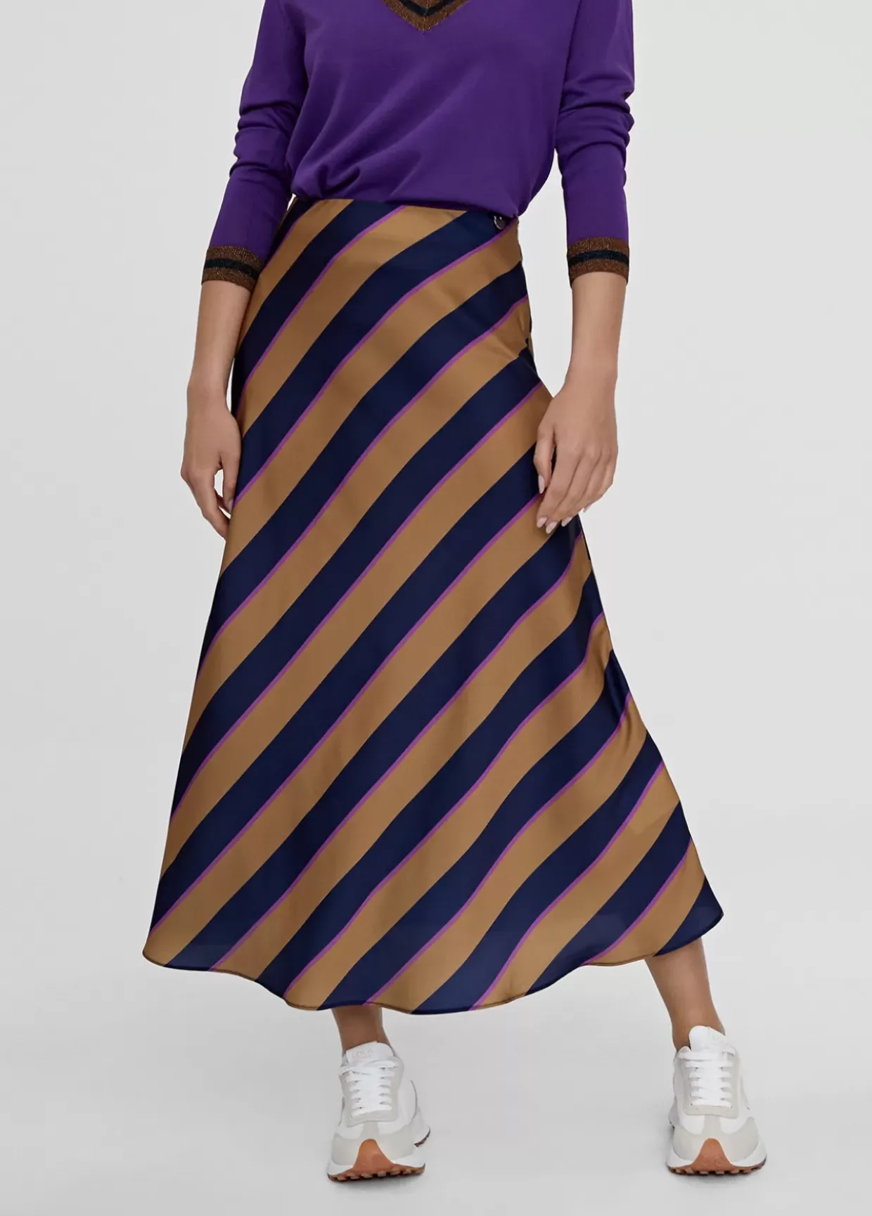 Falda midi de rayas
