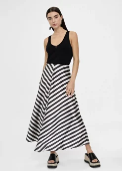 Falda midi de rayas