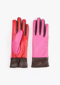 Guantes efecto piel tricolor