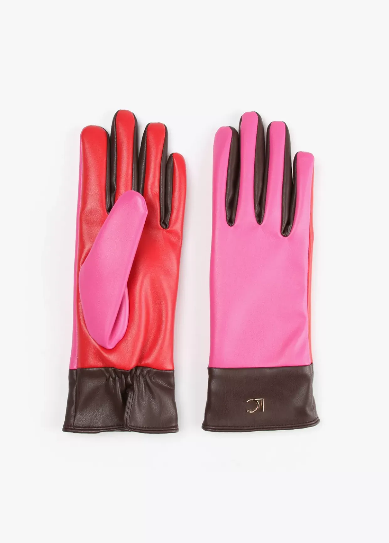 Guantes efecto piel tricolor