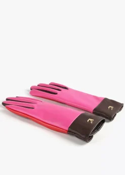 Guantes efecto piel tricolor