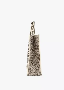 Shopper tejido combinado zebra y leopard