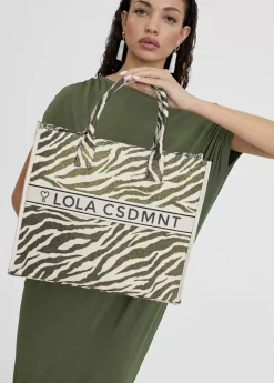 Shopper tejido combinado zebra y leopard