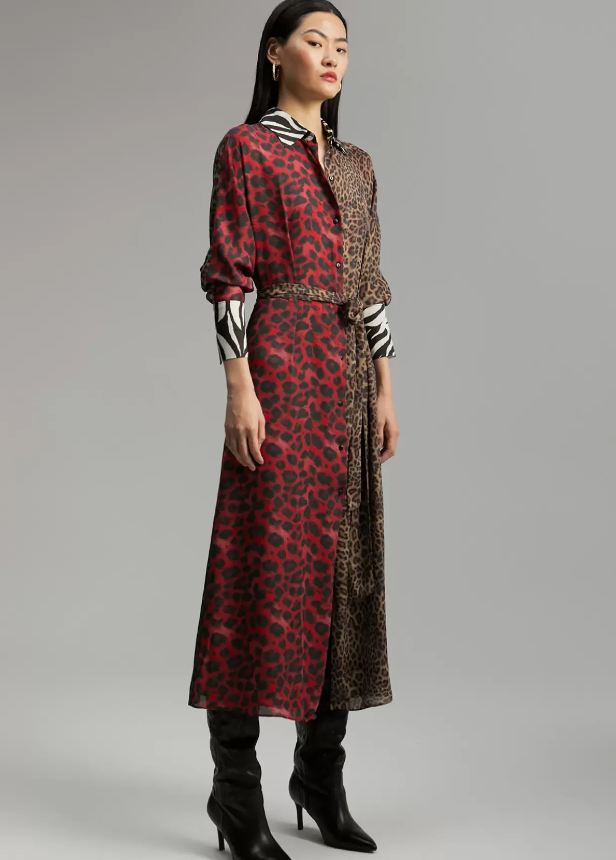 Vestido animal print combinado