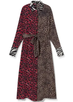 Vestido animal print combinado