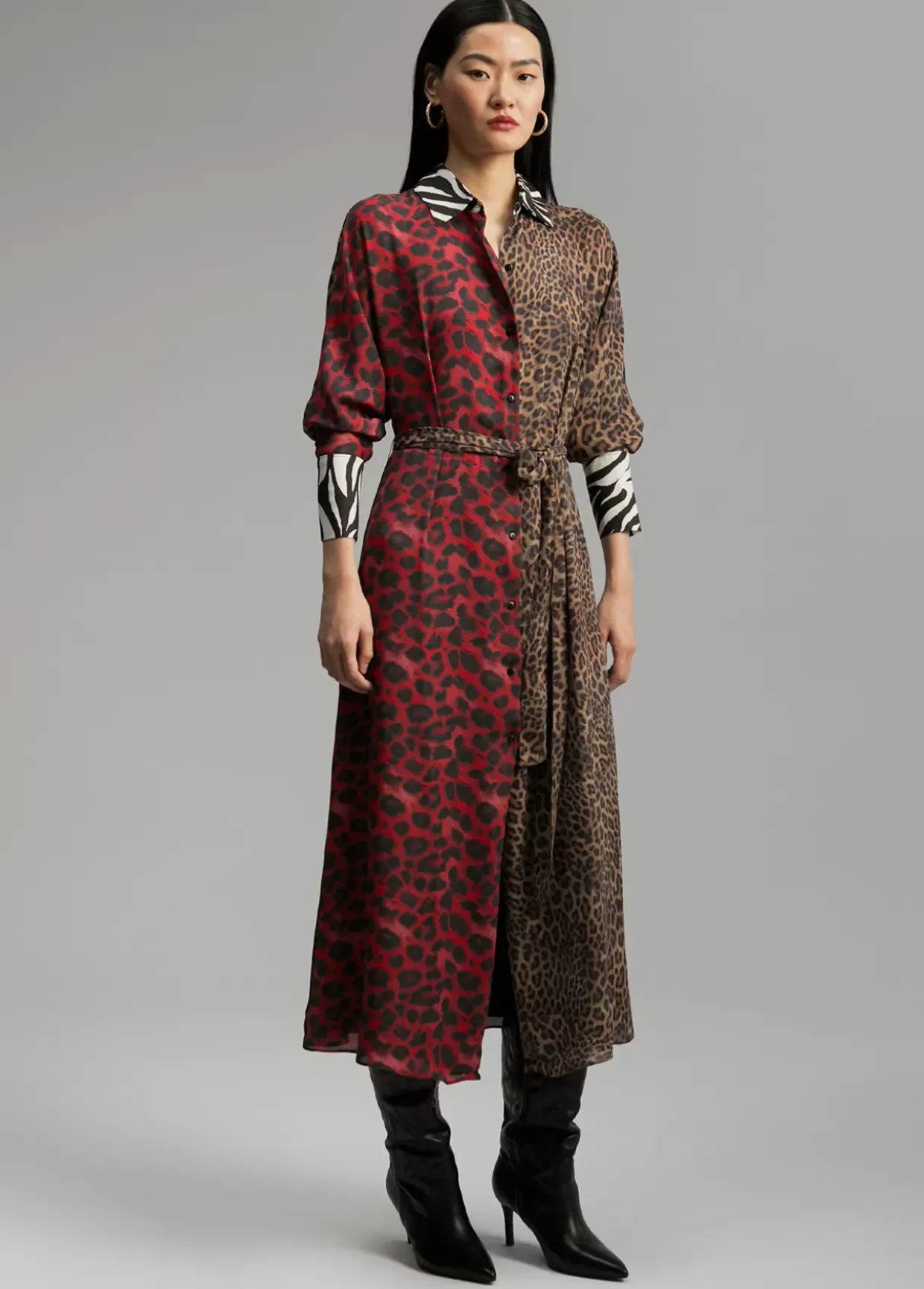 Vestido animal print combinado