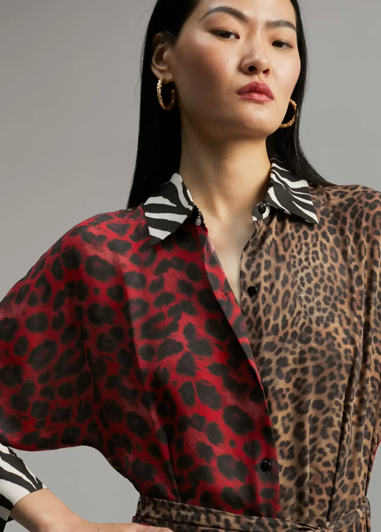 Vestido animal print combinado