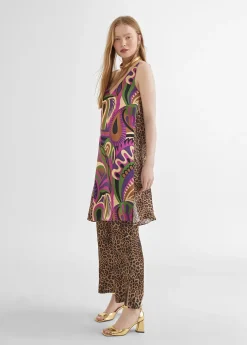 Vestido estampado animal combinado