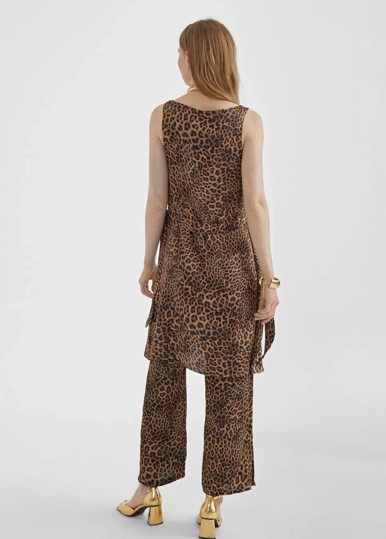 Vestido estampado animal combinado