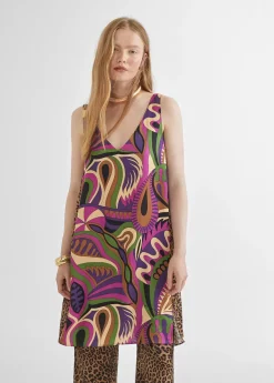 Vestido estampado animal combinado
