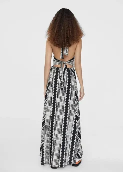 Vestido halter estampado étnico