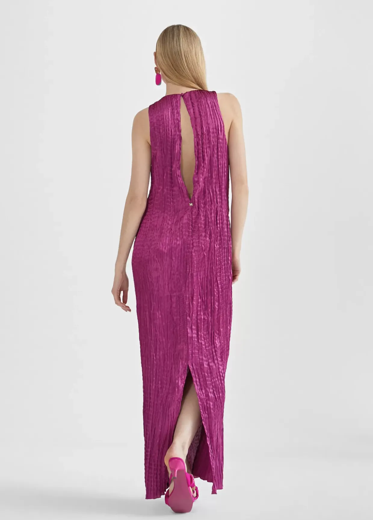 Vestido largo efecto plisado
