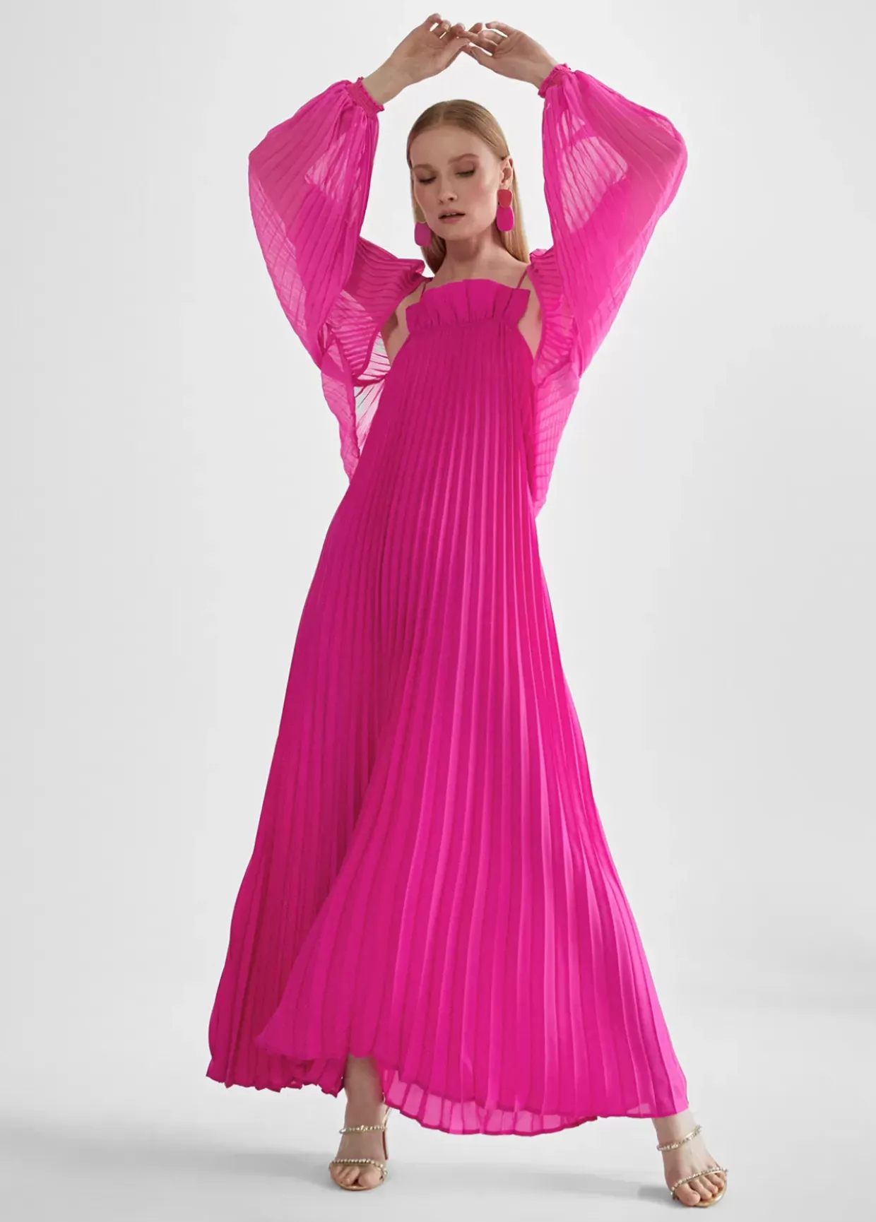 Vestido largo plisado