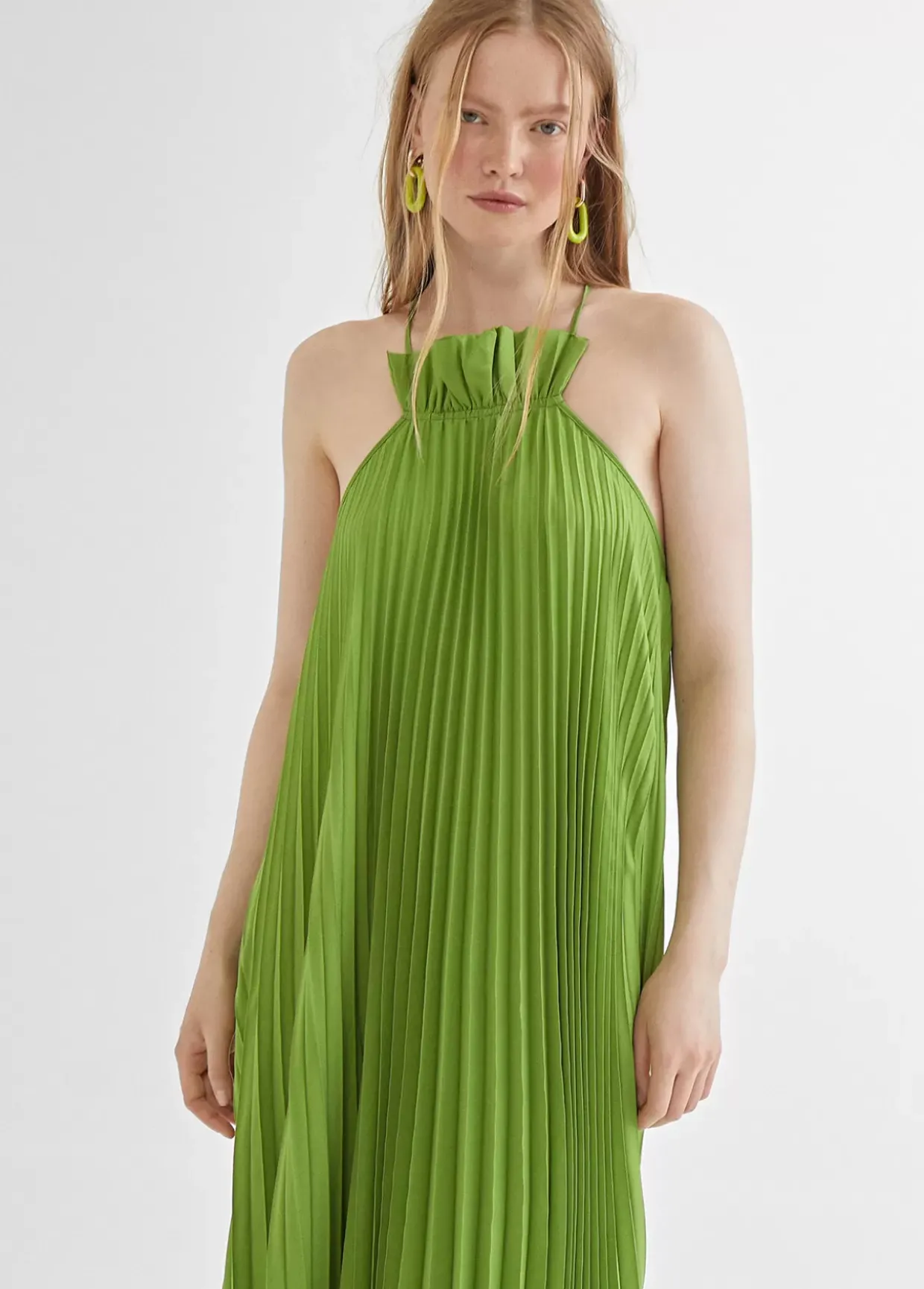 Vestido largo plisado