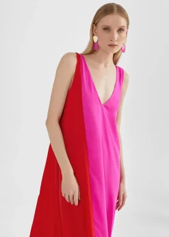 Vestido midi bicolor
